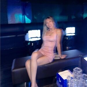 Lucy In The Sky Virginia Ruched Bodycon Dress in Pink Shimmer